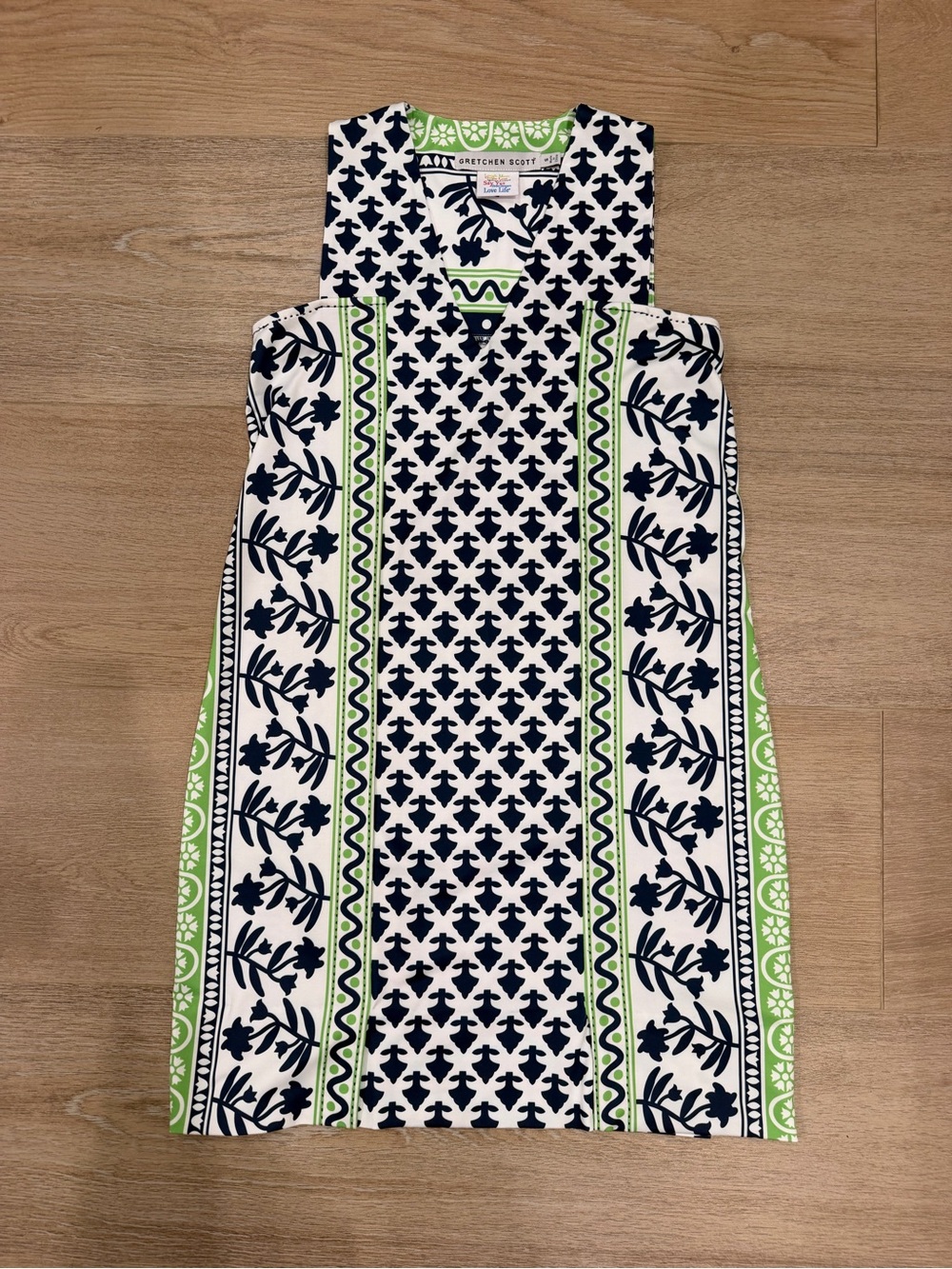 Gretchen Scott Sleeveless Navy and Lime Dress Size S